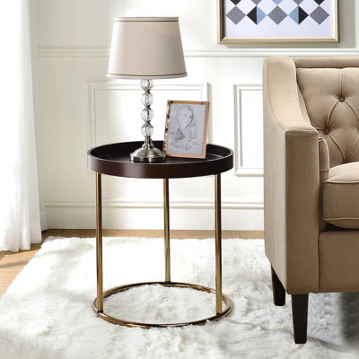 Table-plateau ronde Genoa avec structure en métal, espresso