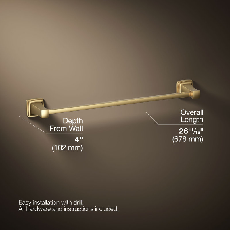 Riff Wall Mounted Towel Bar, Vibrant Brushed Moderne Brass, 24"W