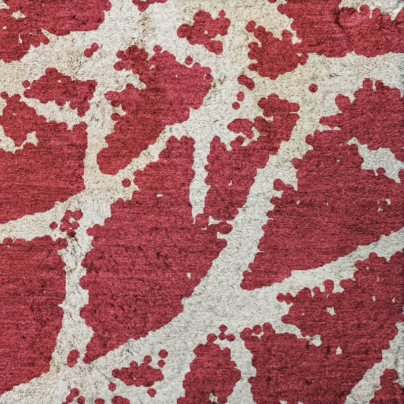 Premium Machine Washable Dream Shag ADS501 Crackle Rug, Red, 9' x 12'