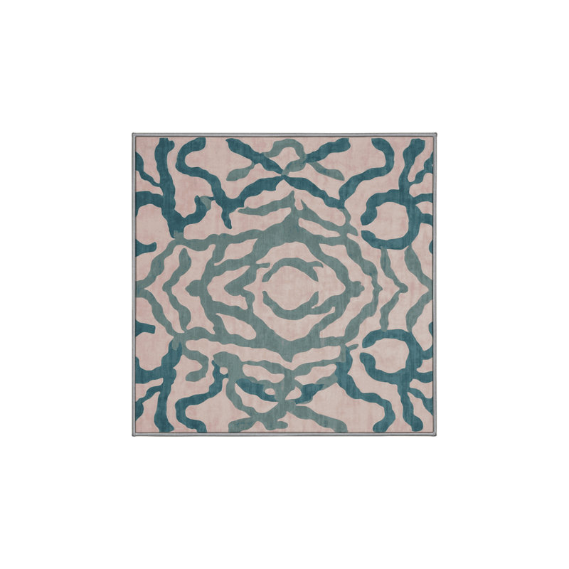 Machine Washable Gray Area Rug, Square 3'