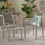 Chaise de salle à manger d'extérieur moderne en aluminium avec siège en faux bois (ensemble de 2), gris et argent