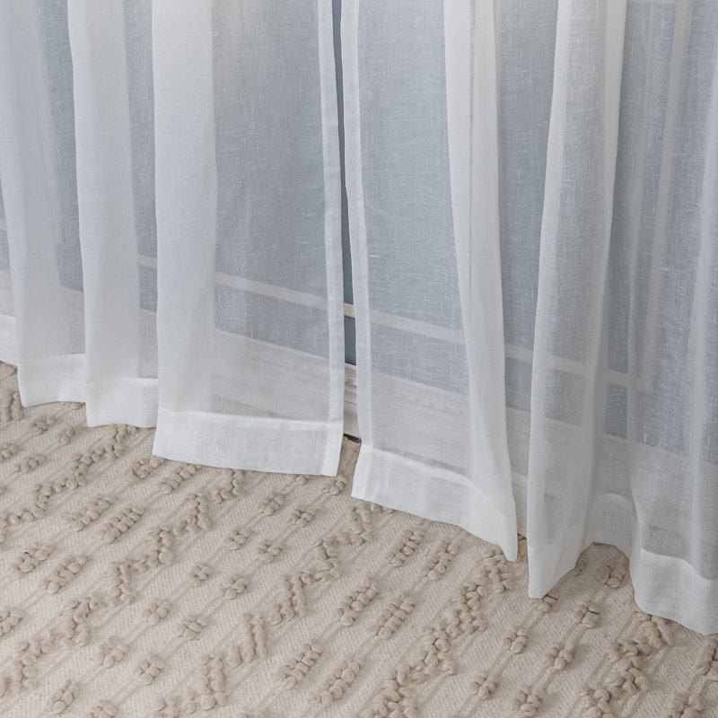 Paire de rideaux semi-transparents avec passe-tringle Rayna, Blanc, L 52 po x L 84 po