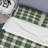Green And White Checked Tartan Polyester Gingham Duvet Cover