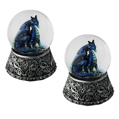 "Ensemble de 2 pièces" ICE ARMOUR 3,25 "H Dragon Snow Globe Statue Sculpture Ornement Décoration Home / Room Decor et Idées de cadeaux uniques pour la pendaison de crémaillère, les Fêtes et les Anniversaires