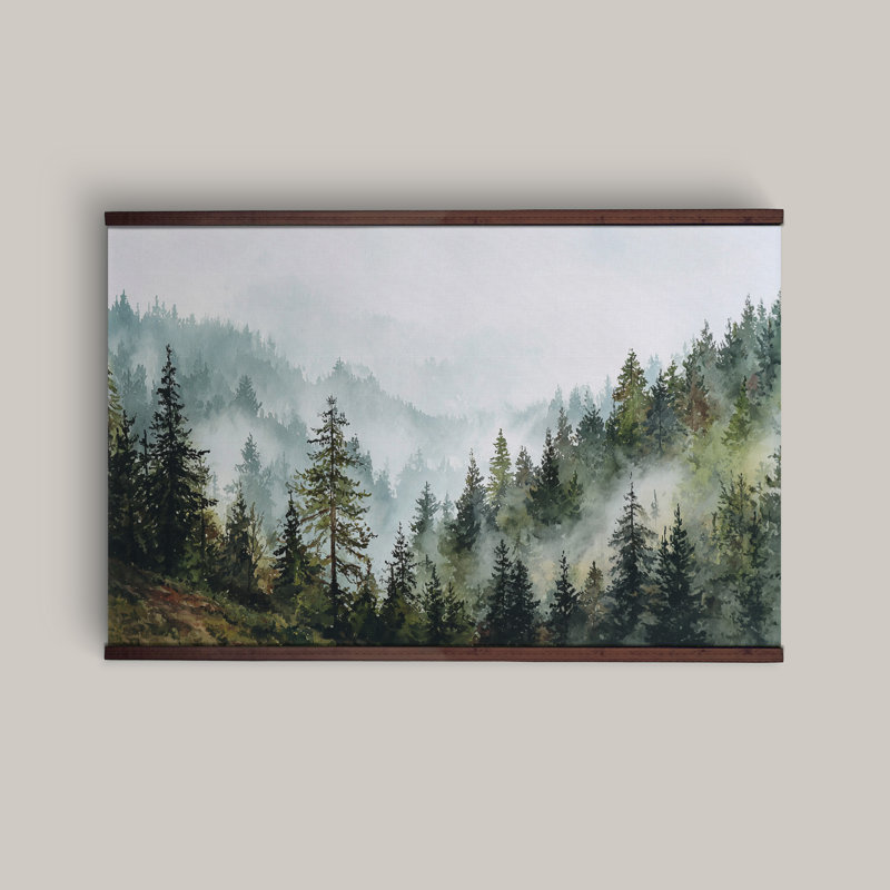 Très grande œuvre d'art sur toile Misty, H 45 po x l 73 po