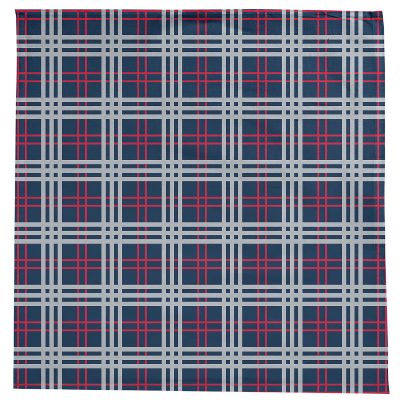 Nappe carrée en mélange de coton à carreaux, Bleu nautique / rouge / argent nouveau siècle