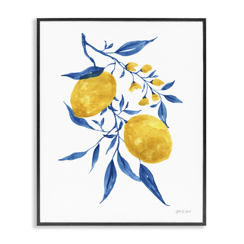 «Lemons with Leaves», art giclée par Yvette St. Amant, Giclée encadrée noir minuit, H 14 po x l 11 po