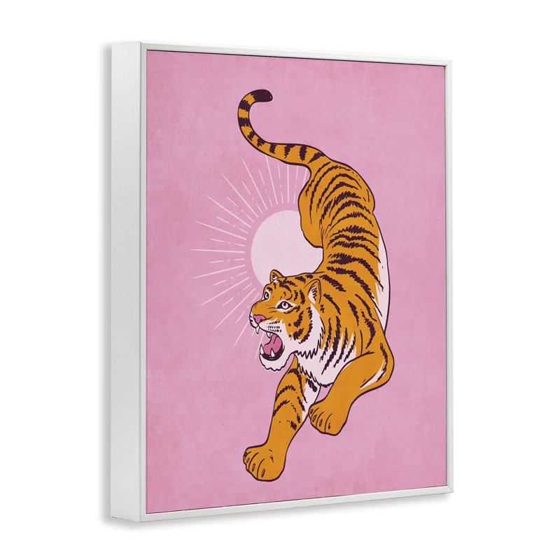 «Preppy Roaring Tiger», estampe numérique encadrée par Nataly White, H 14 po x l 11 po, Giclée encadrée noir minuit