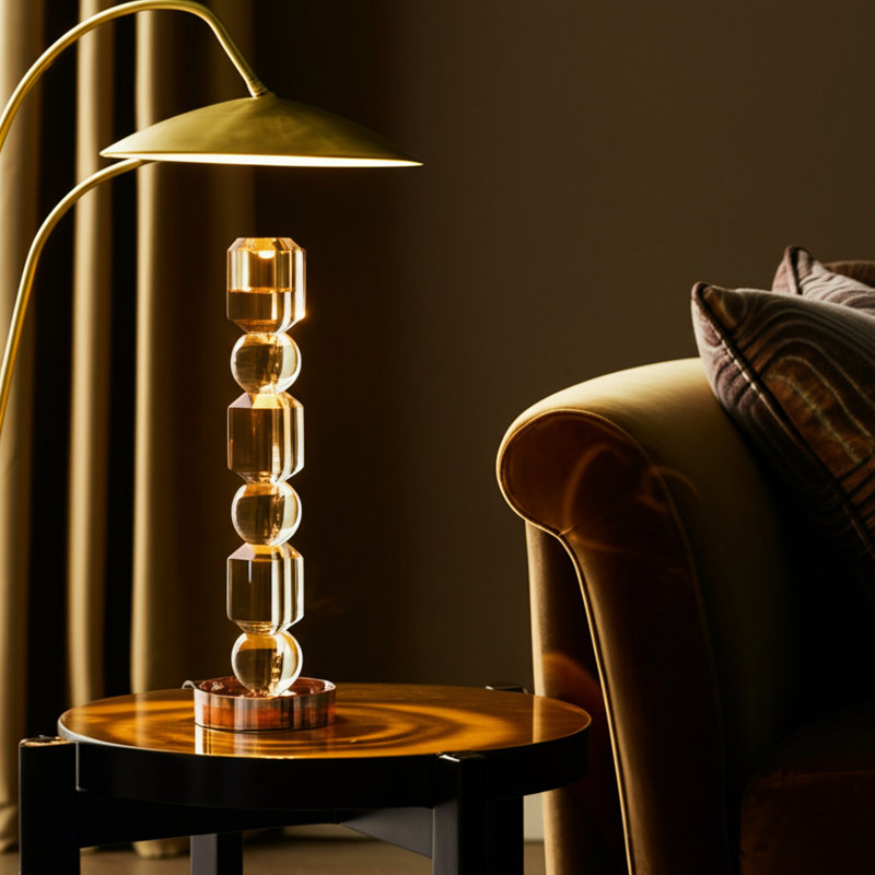 Glass and Crystal Taper Holder or Pillar Holder in Glam Modern Style with Geometric Design and Sleek Contemporary Silhouette for Elegant Display and Stylish Accent Decor