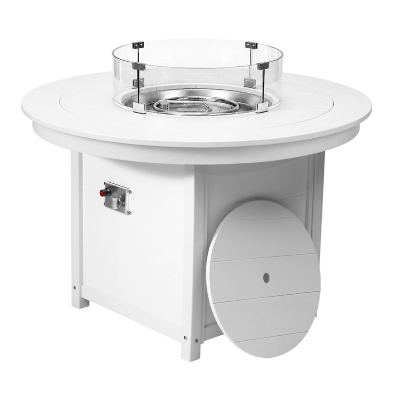 Table ronde de foyer d'extérieur 47 po, 37.5" H x 47.25" W x 47.25" D, White