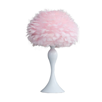 Florann 23.5 Inch Metal Glam Feather Table Lamp, Candlestick, 40W