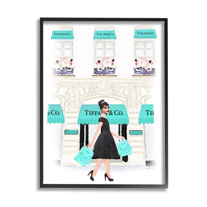 «Audrey with Blue», art urbain surdimensionné par Amanda Greenwood, H 14 po x l 11 po x P 1,5 po, Giclée encadrée noir minuit