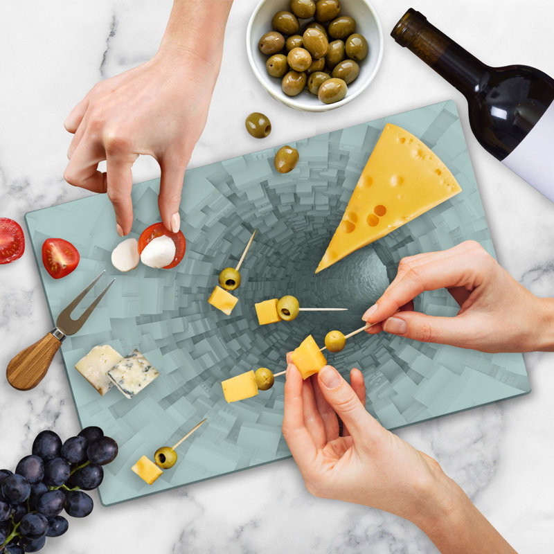 Ambesonne Scenery Cutting Board Large Size Digital Space Field Grey