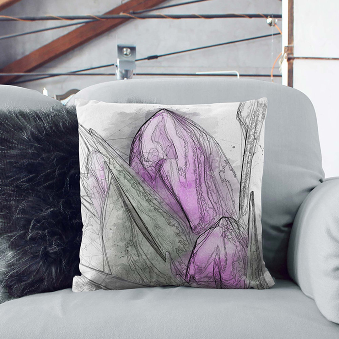 Bunch of Purple Tulips in Abstract Cushion with Filling