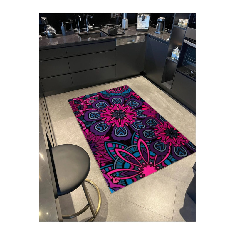 Tapis décoratif moderne à motif floral abstrait à motif floral, Rectangle 5 pi 2 po x 7 pi 7 po