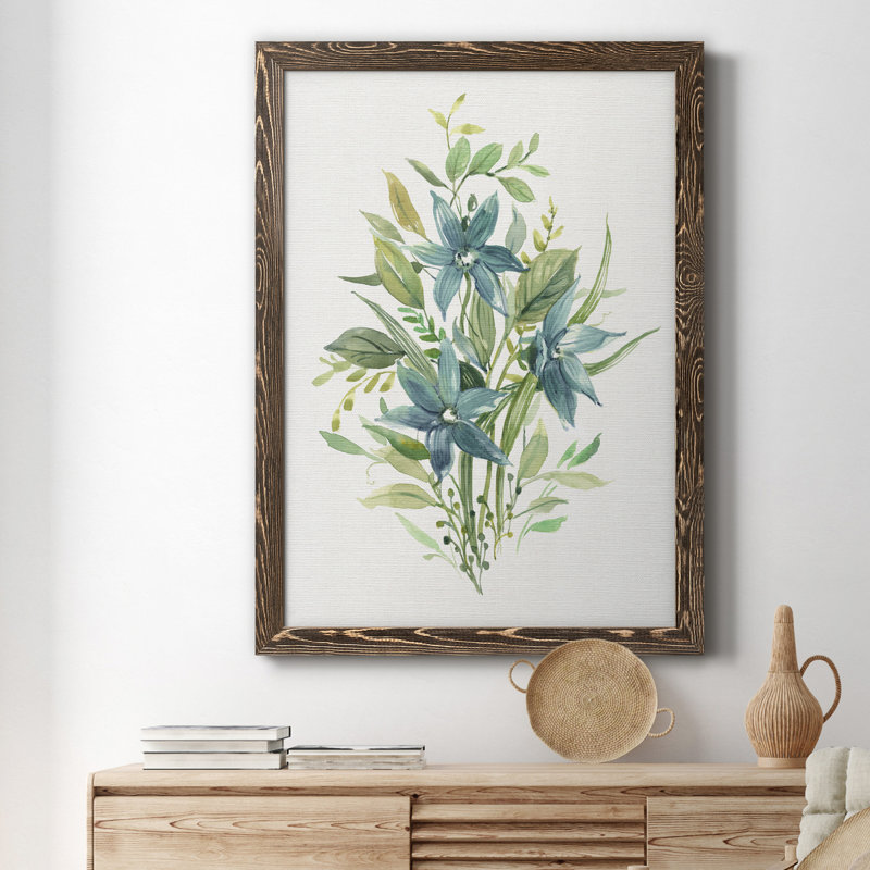 «Greenery I» - Peinture sur toile encadrée, Noyer, H 31,5 po x l 23,5 po x P 1,5 po