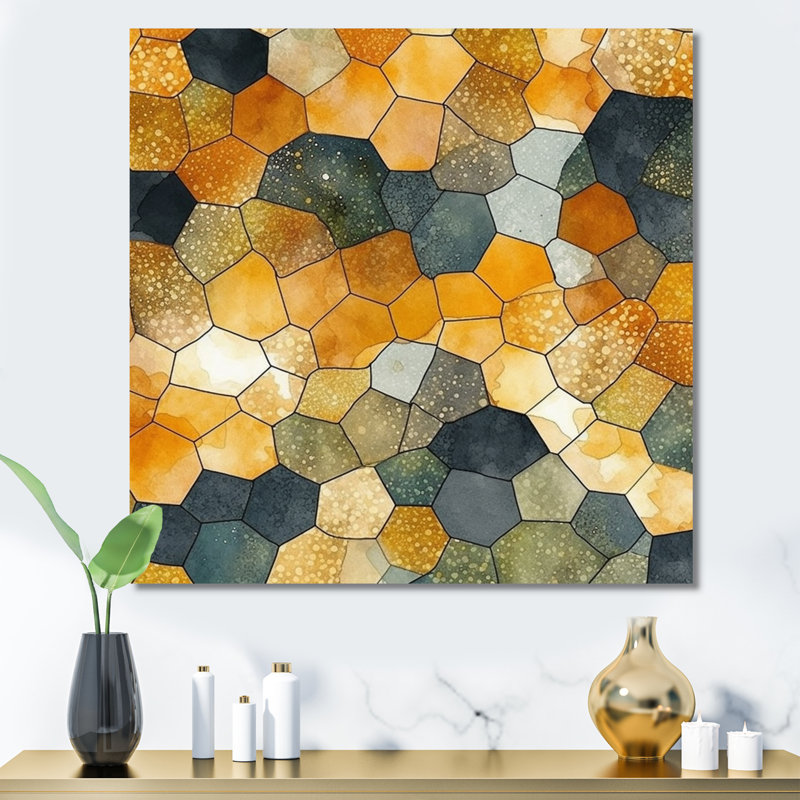 Coloré Hexagone II sur toile, Toile tendue, H 24 po x l 24 po x P 1 po