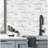 Faux Stone Peel and Stick Backsplash Tiles, White Marble Look PVC Wall Panels, Decorative Kitchen and Bathroom Wall Covering, White Marble