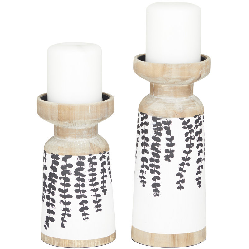 Ensemble de 2 votives de table en bois avec bougie de 10 po 2 pièces