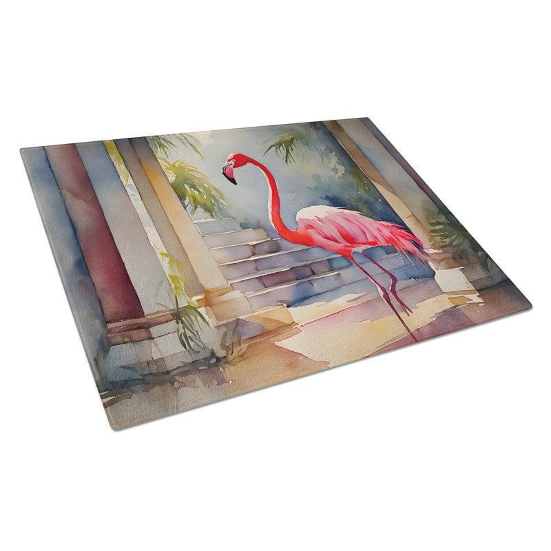 Flamingo Glass Cutting Board Large