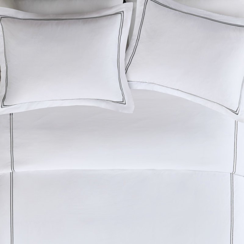 Édredon double / grand avec housse de couette en coton 500tc et fermeture à glissière, attaches de coin