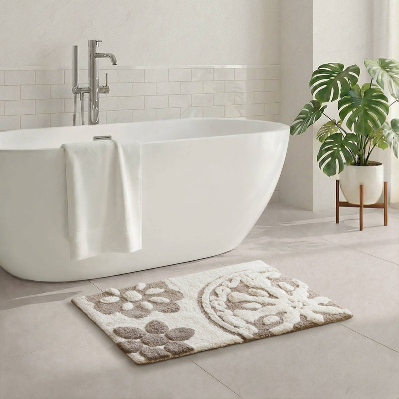 Casablanca Medallion Cotton Tufted Bath Rug, Brown