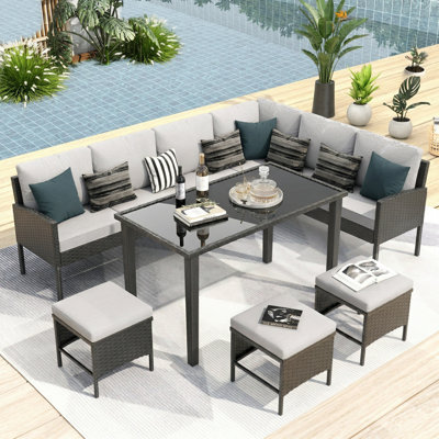 7-Piece Comfort Outdoor Set for Small Areas - Breathable Cushions & All-Weather Rattan