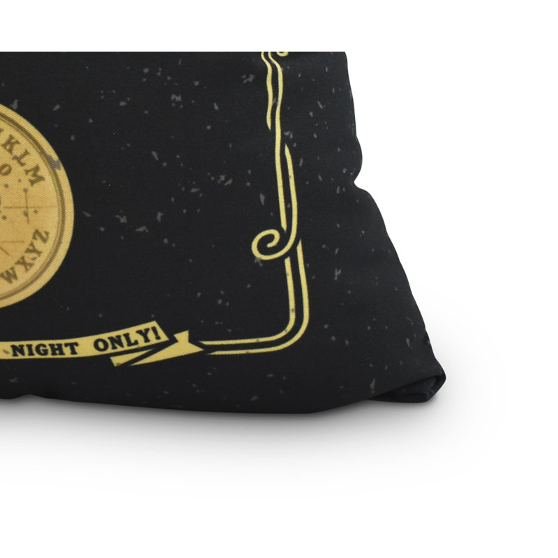 Witches Brew Reversible Throw Pillow, 16" x 16", Gold/Black