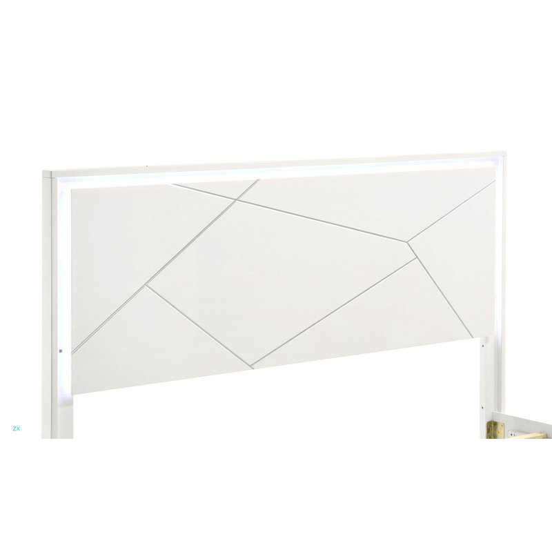 Grand lit - Conception géométrique contemporaine avec éclairage DEL et finition laquée ultrabrillante, style minimaliste durable pour les chambres à coucher modernes
