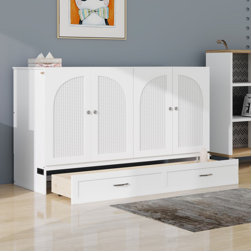 Lit escamotable avec grands tiroirs Murphy, Blanc