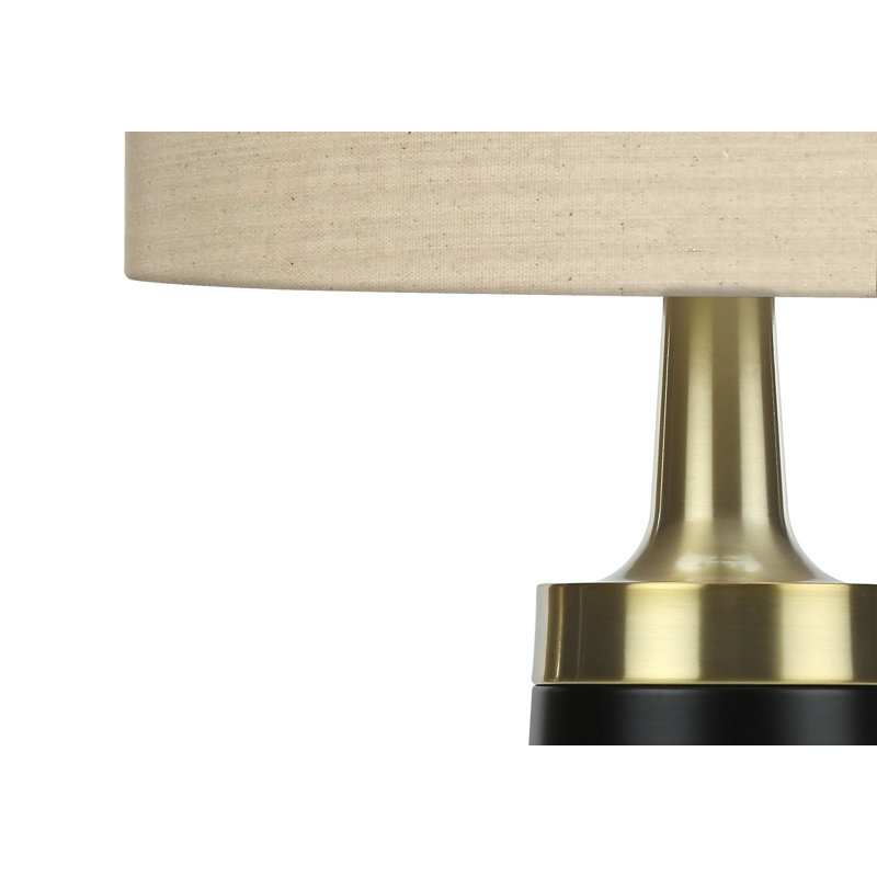 Lighting, H 28 po, lampe de table, métal noir, abat-jour beige, contemporain