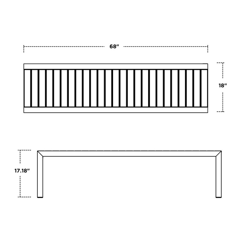 POLYWOOD MOD 68" Bench, Textured Silver, Green