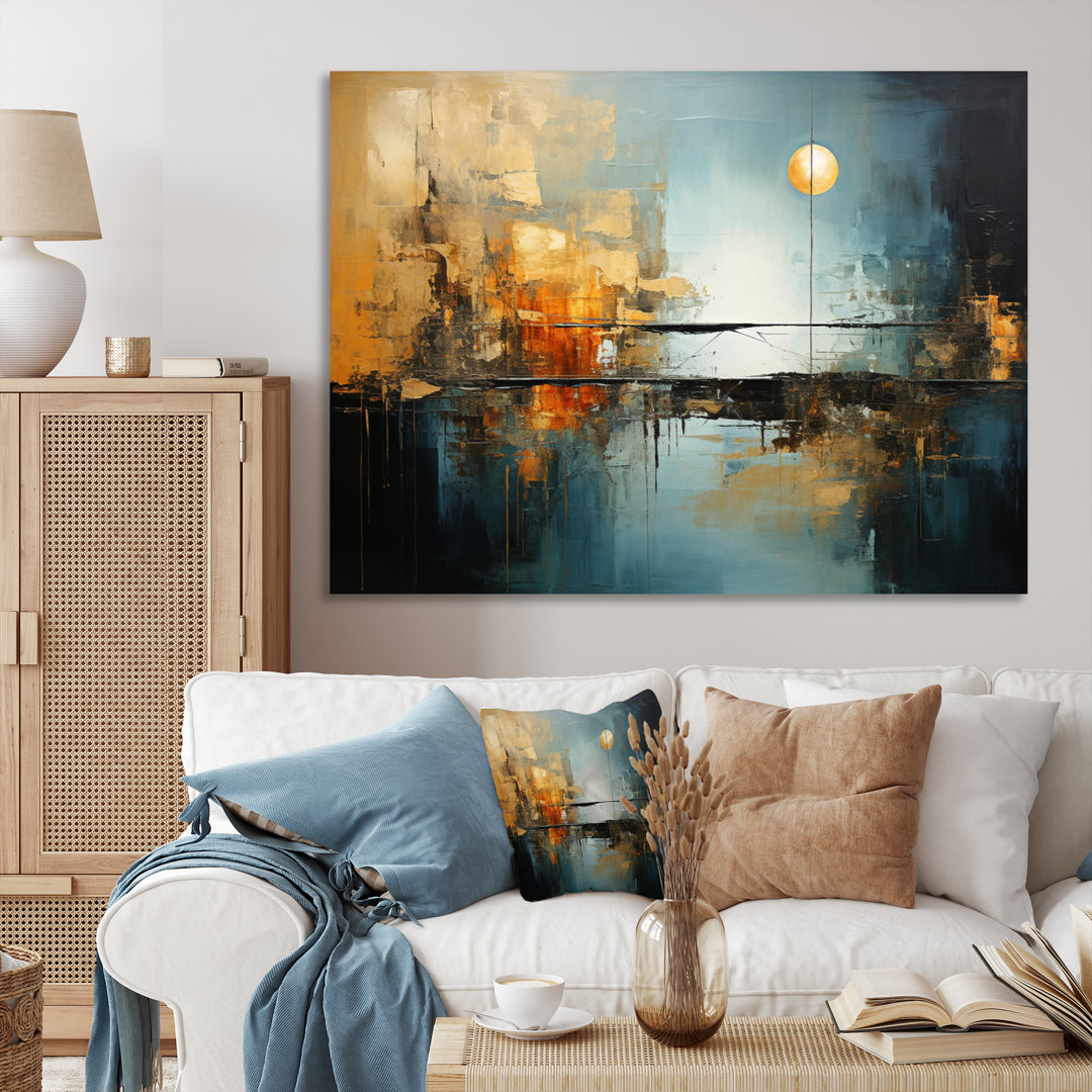 Teal Orange Bold Energy I - Dams Canvas Wall Art Print Wade Logan® Overall 