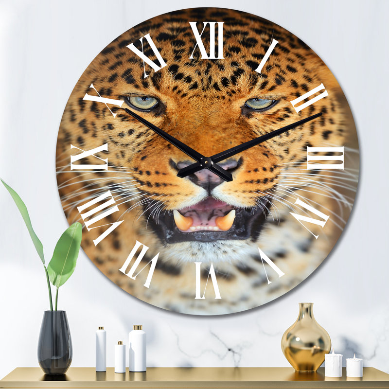 Portrait d'un léopard - horloge murale traditionnelle, Surdimensionné