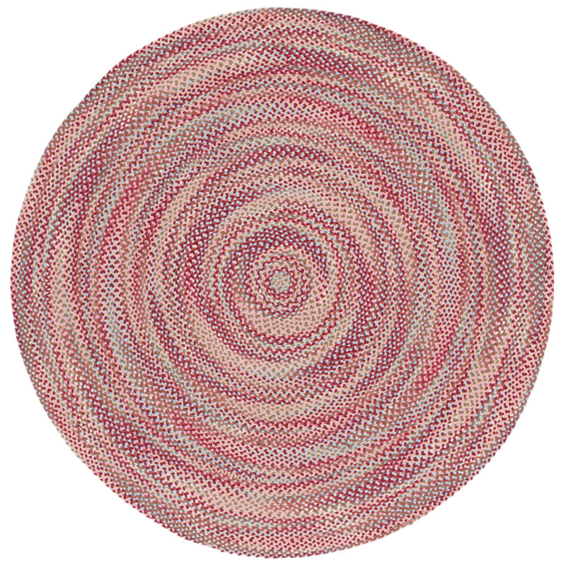 Tapis géométrique ovale en coton tressé à la main 3 pi x 5 pi Blitar - rouge / gris / vert, Rond 5 pi