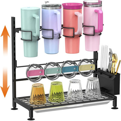 40-Ounce Glass And Water Bottle Storage And Drying Rack With Handle, 5-Layer Height-Adjustable Cup Rack Storage Rack