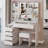 40.2" Makeup Vanity Table with Cushioned Stool, Touch-Control LED Mirror (3-Color & Brightness Adjustable), Drawers, and Multi-Layer Storage-934255642