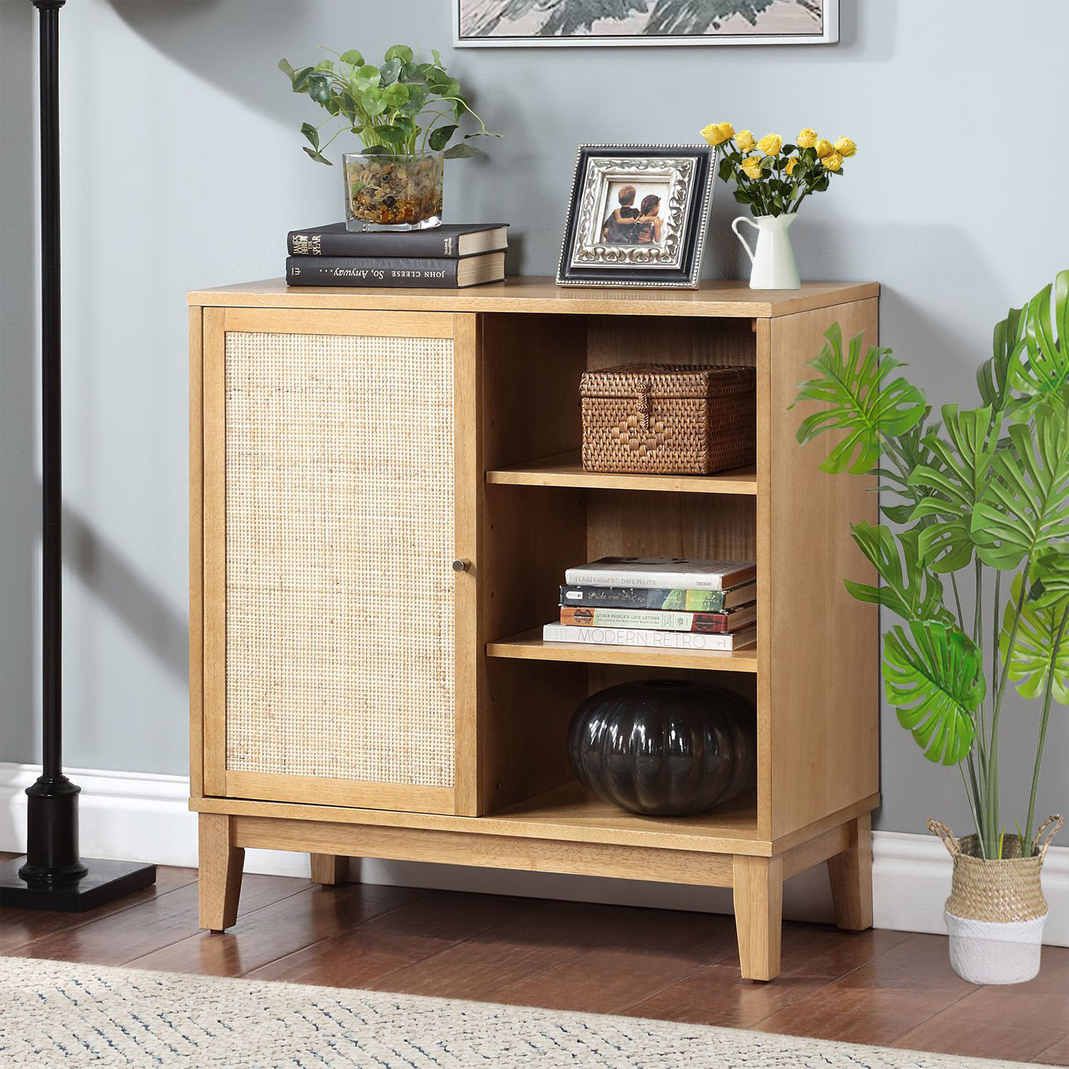 Highland Dunes 31" Sideboard with 3 Open Storage Shelves - Wayfair Canada