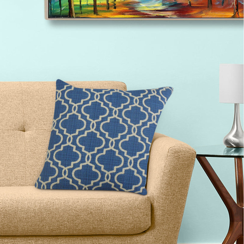 Coussin Rauf, 12 po x 18 po, Bleu / doré, Coussin lombaire