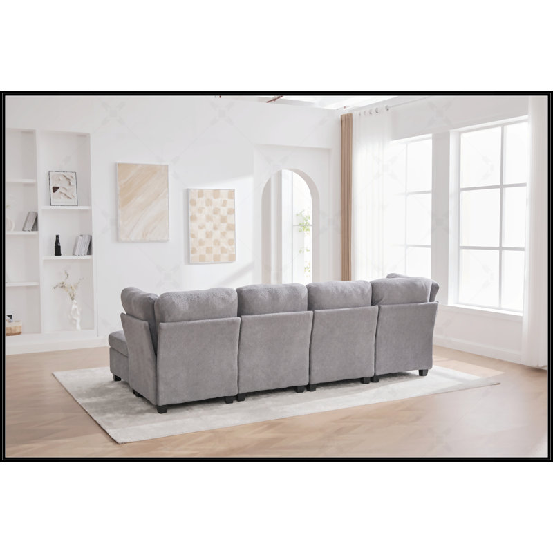 Canapé modulaire United We Win: canapés modulaires convertibles à 6 places avec méridienne, canapé surdimensionné en U et repose-pieds avec rangement