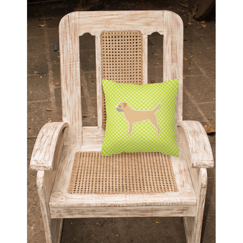 Coussin décoratif intérieur/extérieur bordure terrier, H 18 po x l 18 po x P 3 po, Vert