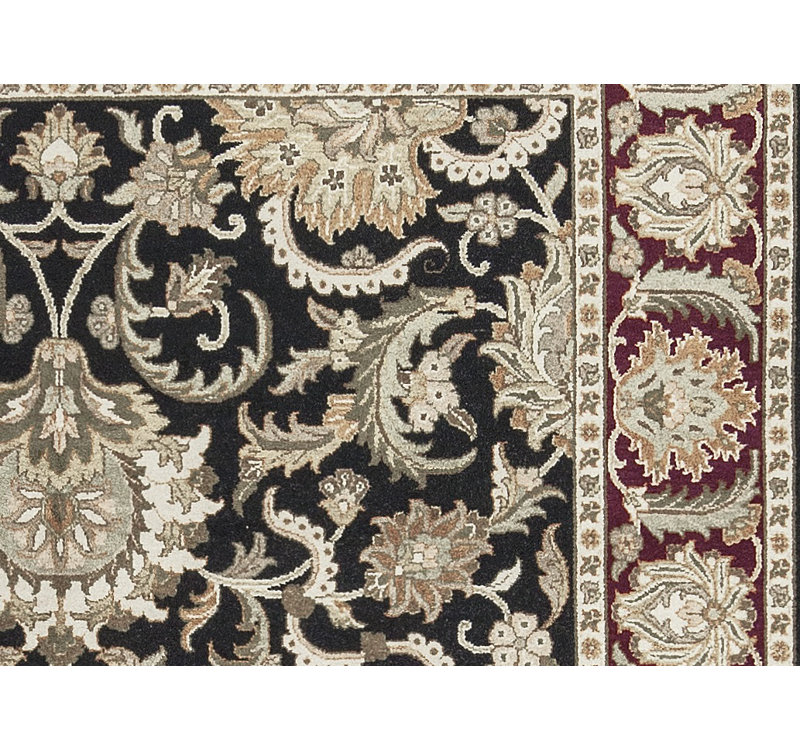 Tapis noir et rouge de haute qualité noué à la main