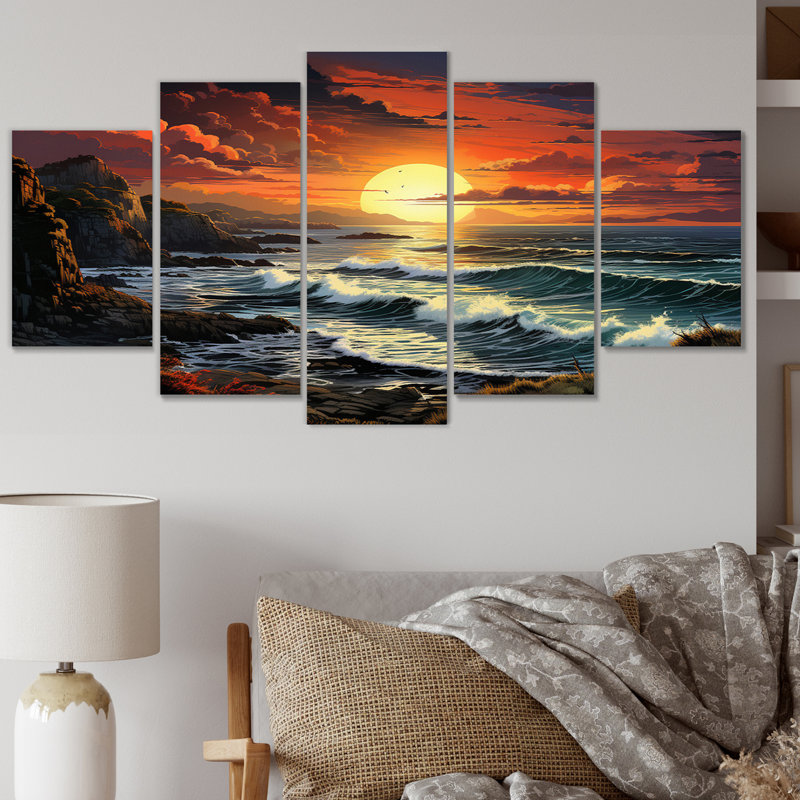 «Ireland Sunset Over The Connemara II», reproduction d'art sur toile - 5 panneaux