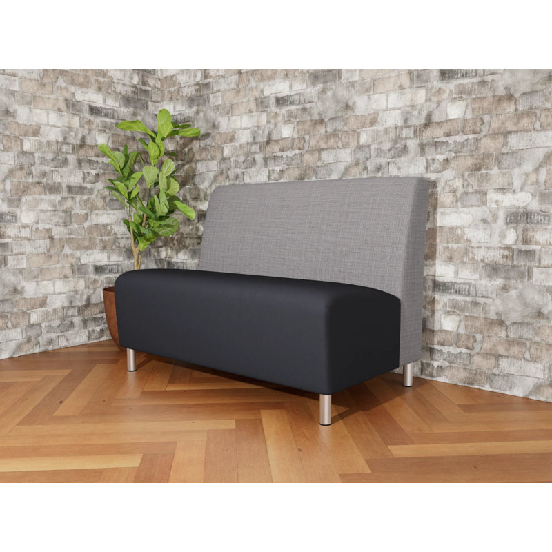 Causeuse sans accoudoirs Ravenna, Acier brossé, Gris Chambray / noir Patriot Plus