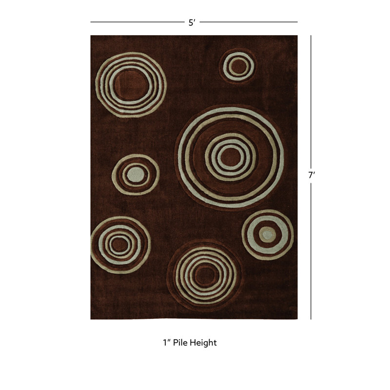 Marisela Handmade Rug Chocolate And Spa Blue, Rectangle 5' x 7'