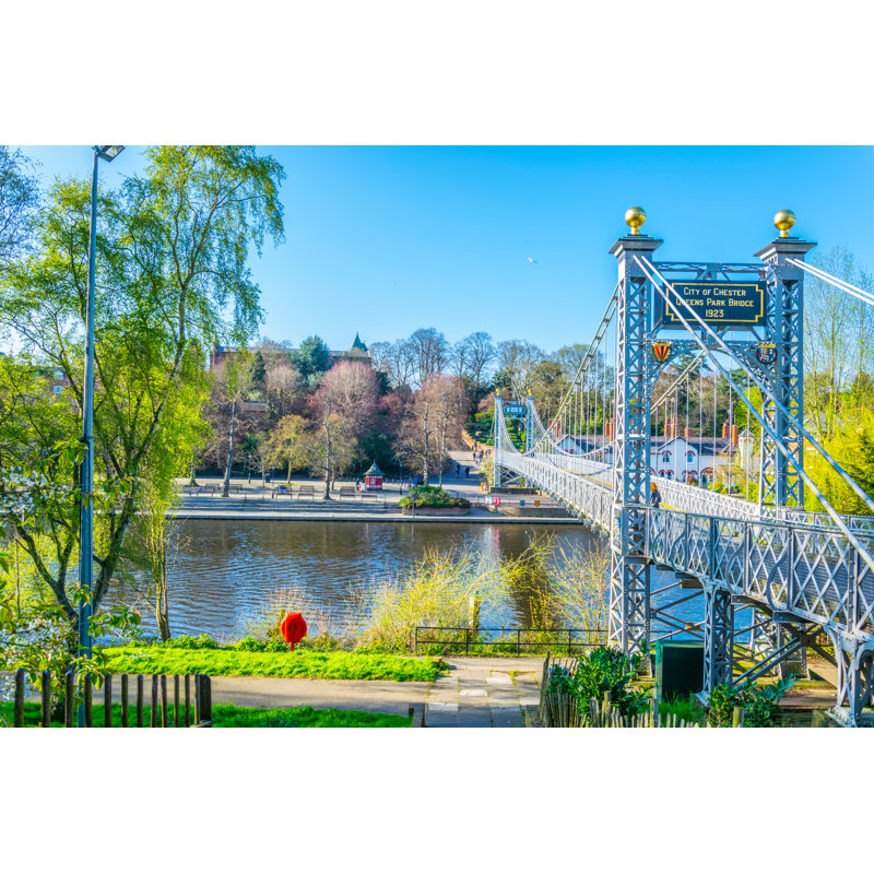 Hanging Bridge Over River Dee by Trabantos - Wrapped Canvas Print, 30cm H x 46cm W