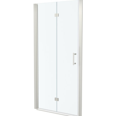 Brushed Nickel 32"w X 72"h Tempered Glass Shower Door - To Scuffs, Space Optimization, Bathroom Essential Item Fold Scratches, Adjustable Installation,