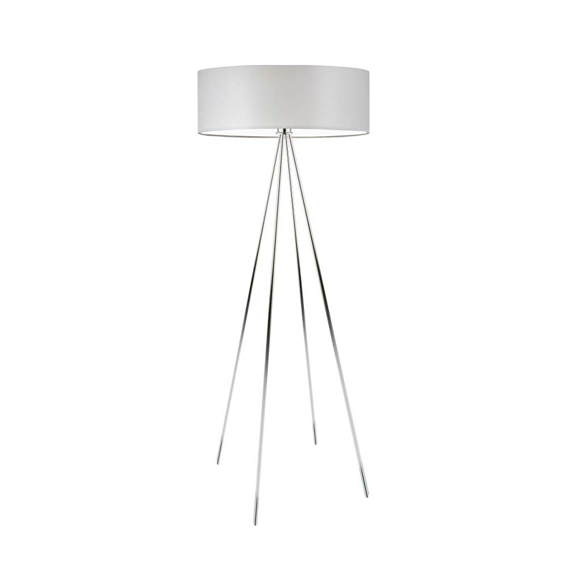 Arnesha 157cm Traditional Floor Lamp, Light Gray, Chrome