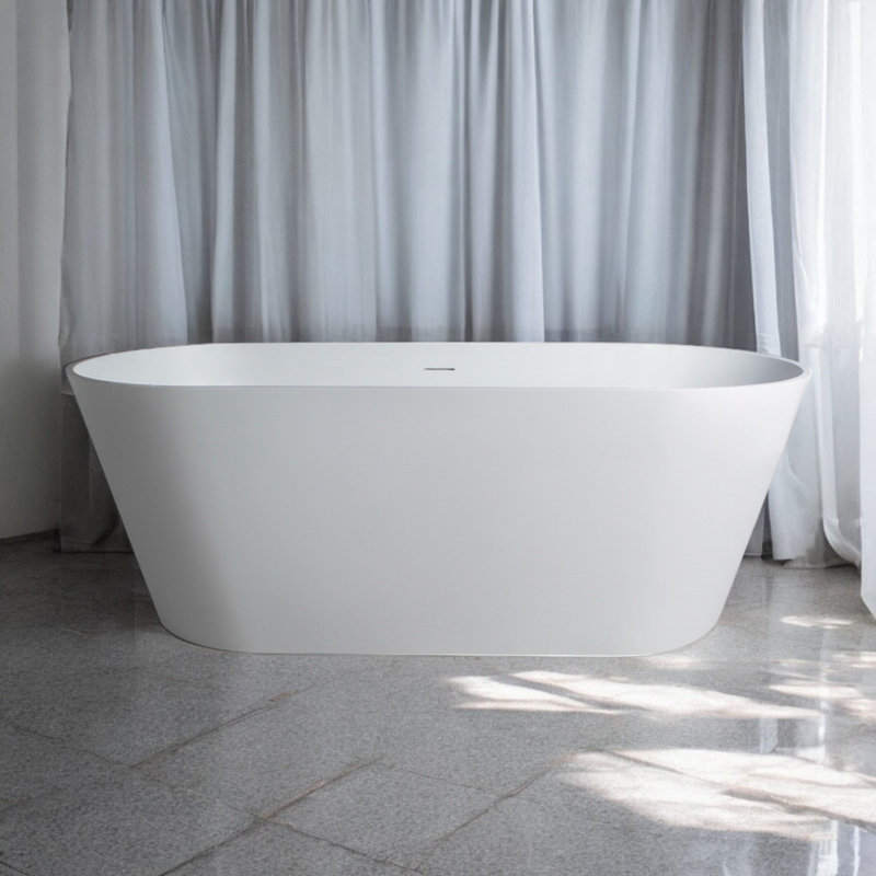 63" X 29.5" Freestanding Soaking Solid Surface Stone Resin Bathtub