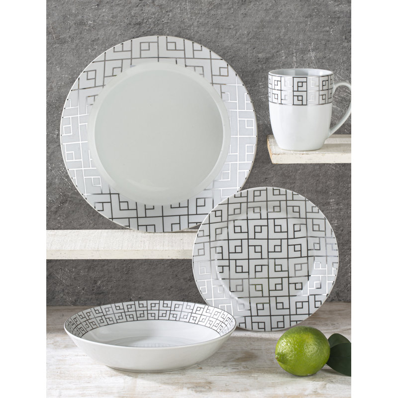 16pc Platinum Glitz Ggeo Dinner Set